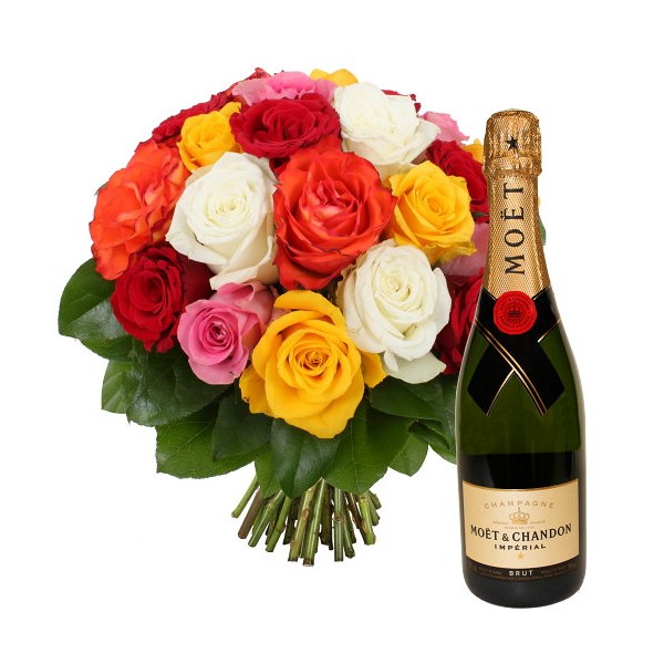 idée cadeau original champagne et fleurs