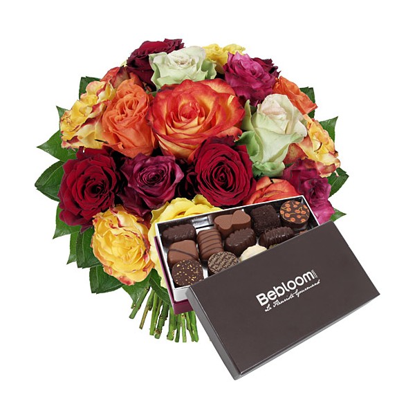 Le coffret fleurs et chocolat